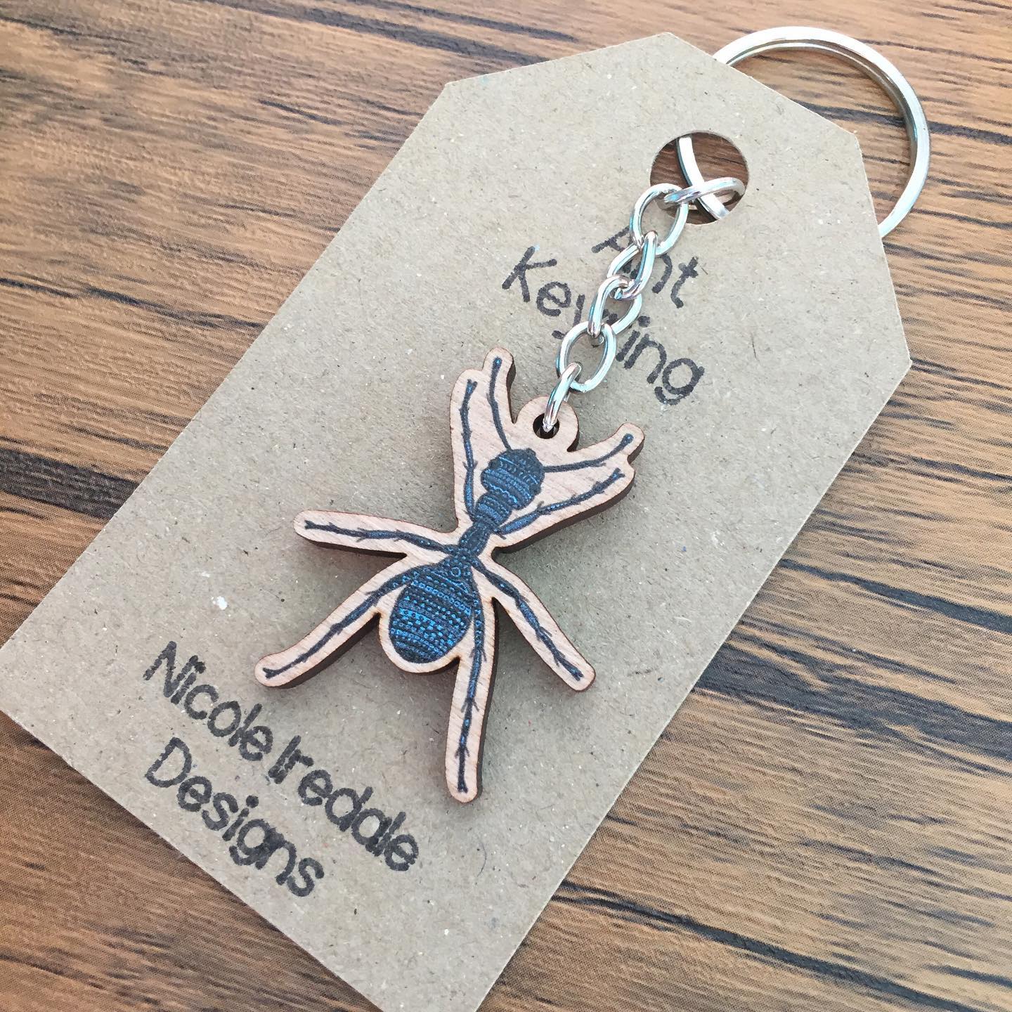 Wooden Ant Keyring