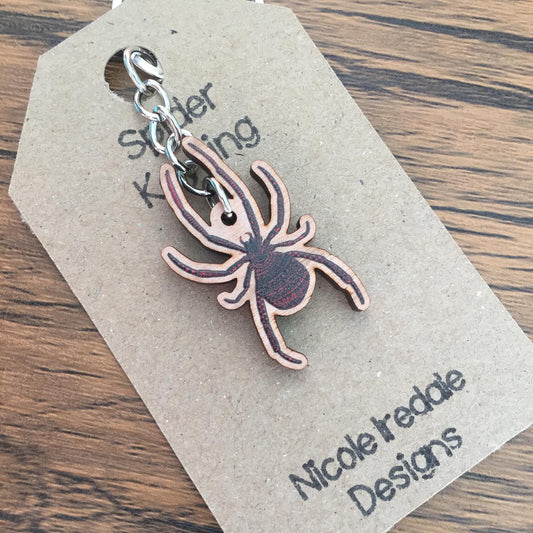 Wooden Spider Keyring