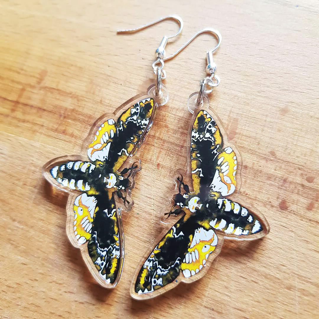 Acrylic Death's Head Hawkmoth Earrings