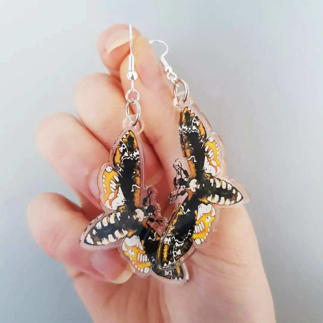 Acrylic Death's Head Hawkmoth Earrings